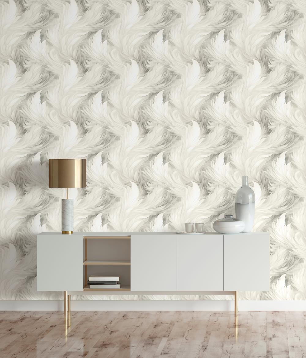 217502 - Muriva - Muriva Ivory Plumes Wallpaper - Decor Warehouse