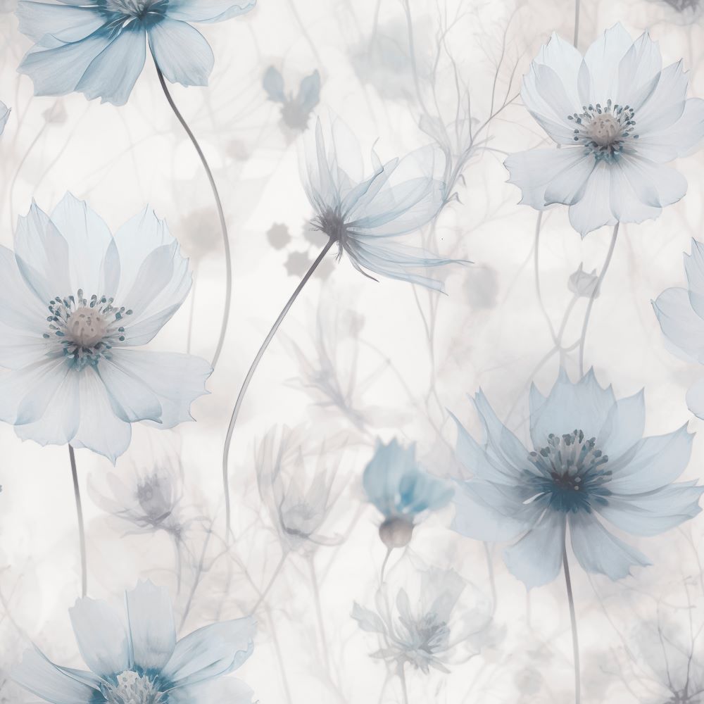 215502 - Muriva - Muriva Lissa Flower Blue Metallic Wallpaper - Decor Warehouse