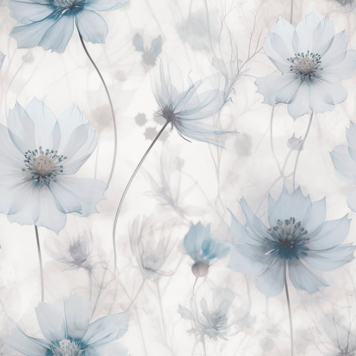 215502 - Muriva - Muriva Lissa Flower Blue Metallic Wallpaper - Decor Warehouse