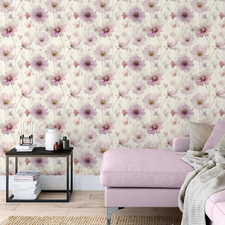 215501-Muriva-Muriva Lissa Flower Pink Metallic Wallpaper-Decor Warehouse