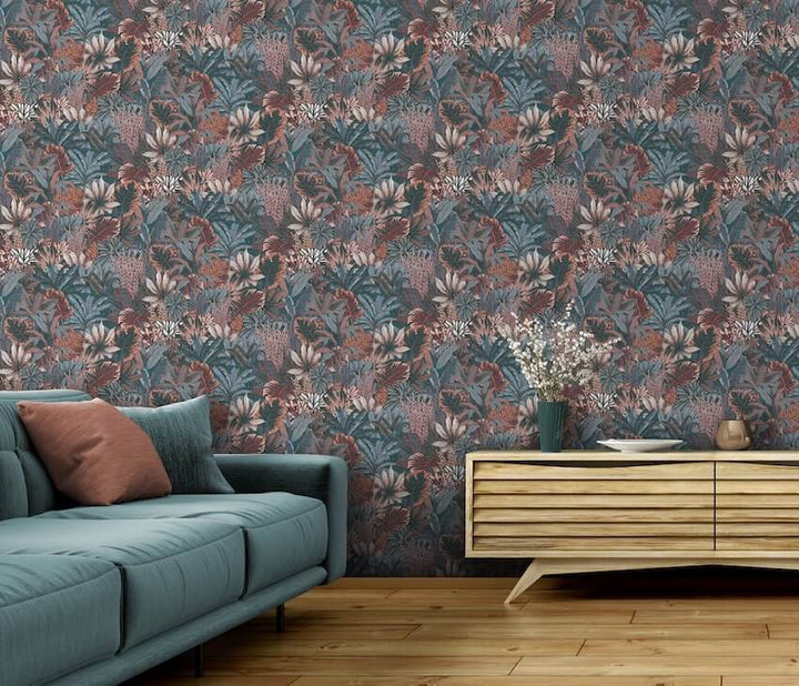 205501-Muriva-Muriva Lush Forest Teal Metallic Wallpaper-Decor Warehouse