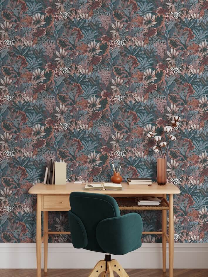 205501-Muriva-Muriva Lush Forest Teal Metallic Wallpaper-Decor Warehouse