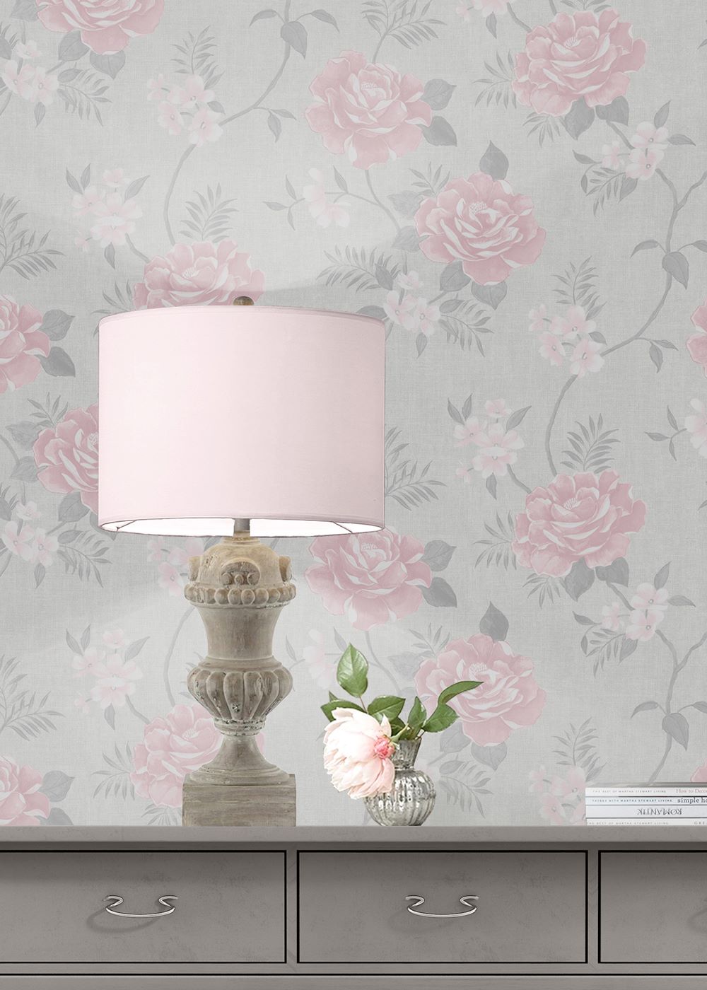 A69703 - Muriva - Muriva Rosalind Pink Blush Wallpaper - Decor Warehouse