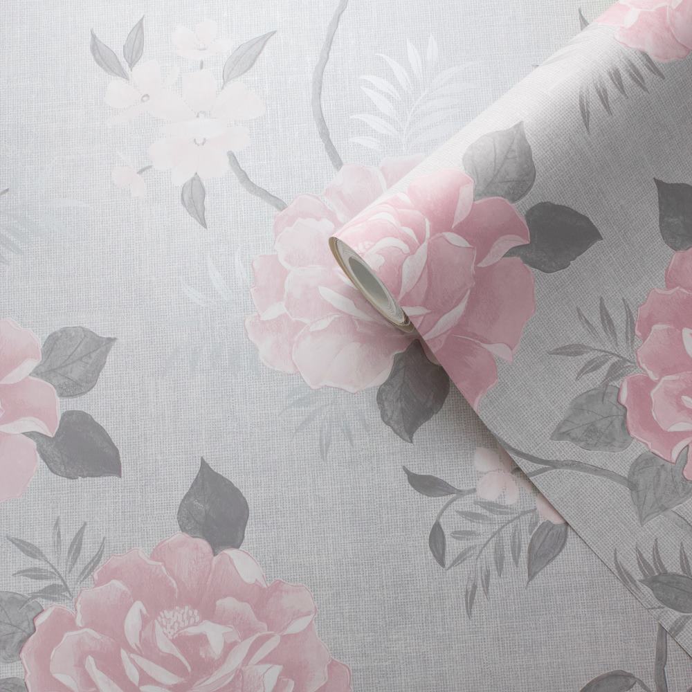 A69703 - Muriva - Muriva Rosalind Pink Blush Wallpaper - Decor Warehouse