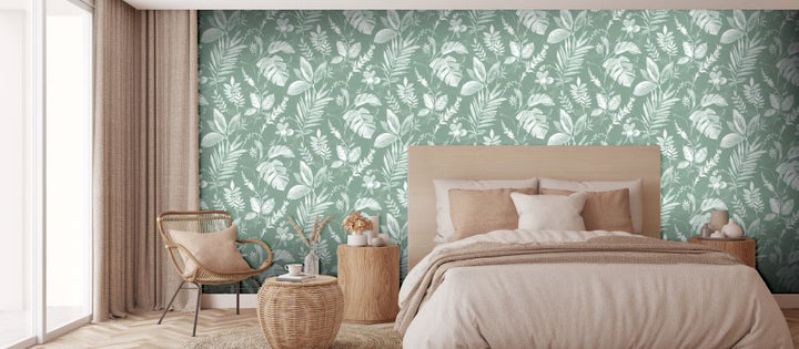 L98904 - Muriva - Muriva Tane Leaf Green Wallpaper - Decor Warehouse