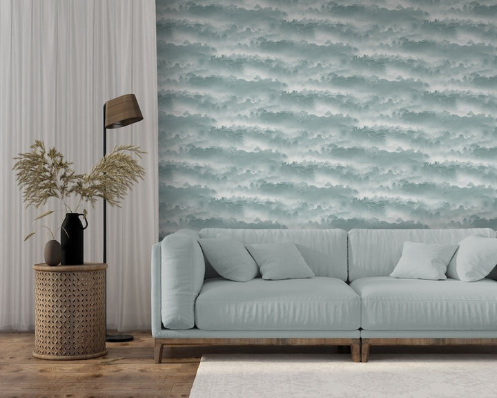 188501-Muriva-Muriva Tropical Landscape Teal Wallpaper-Decor Warehouse