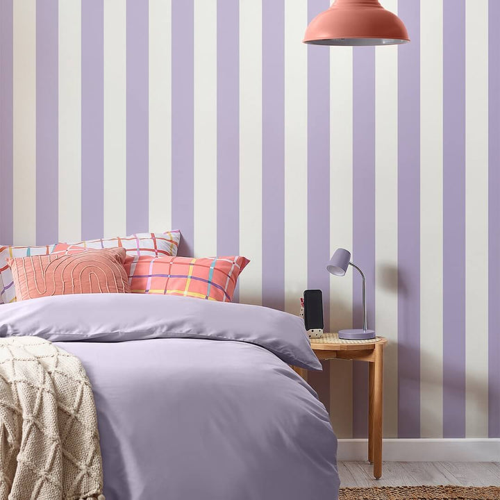 128844 - Next - Next Crafted Stripe Lilac Wallpaper - Decor Warehouse