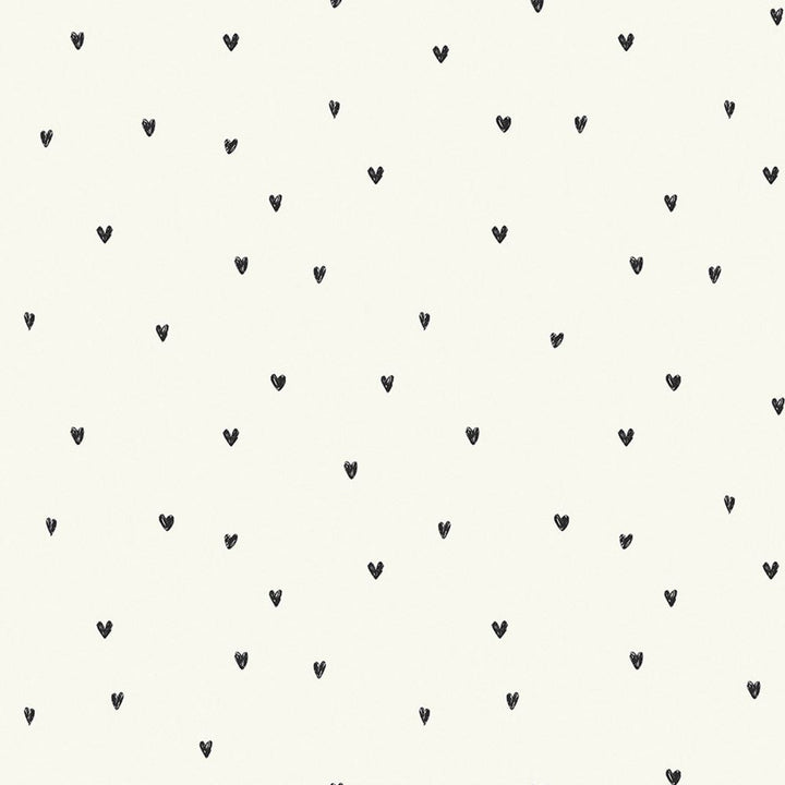 127709 - Next - Next Ditsy Heart Black and White Wallpaper - Decor Warehouse