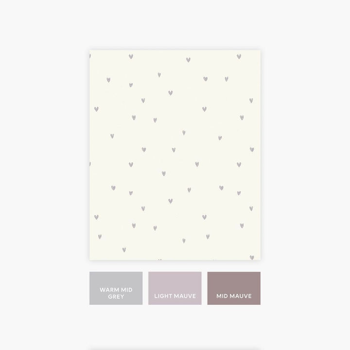 127710 - Next - Next Ditsy Heart Lilac and Light Cream Wallpaper - Decor Warehouse