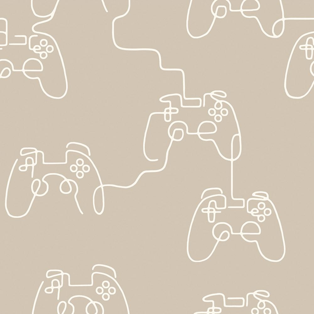 127713 - Next - Next Gamer Doodle Beige Wallpaper - Decor Warehouse