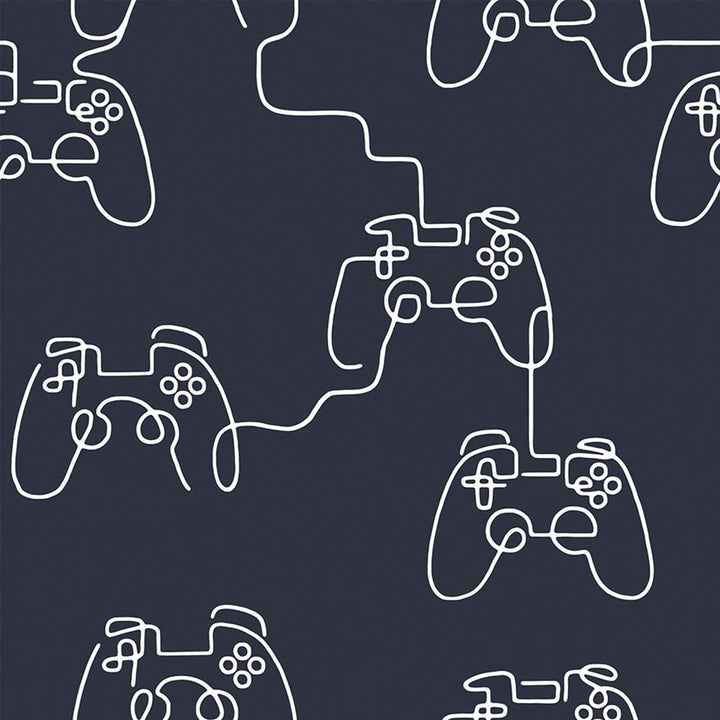 127712 - Next - Next Gamer Doodle Navy Wallpaper - Decor Warehouse