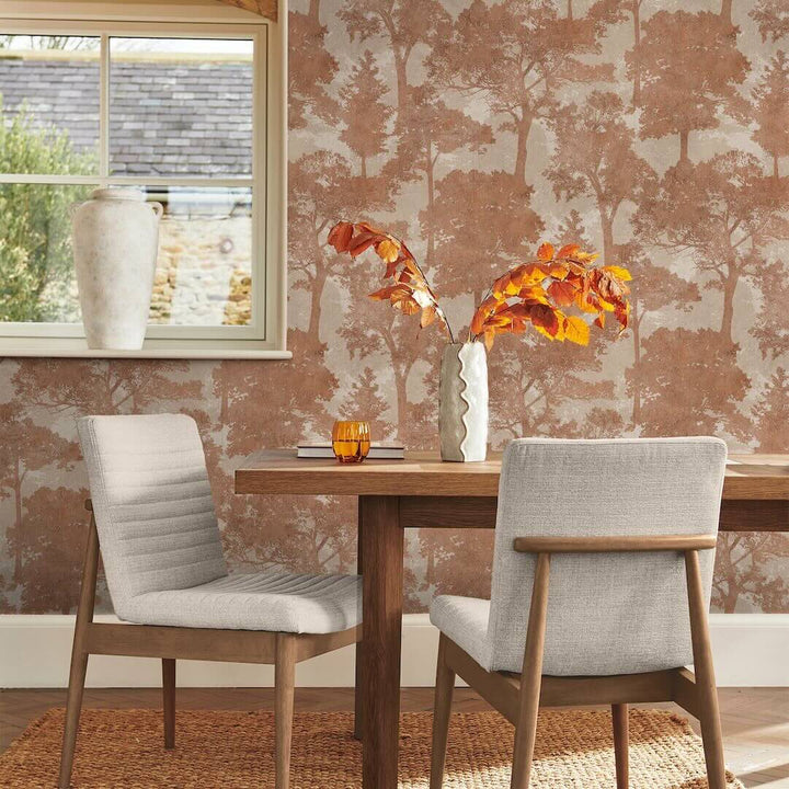 128837 - Next - Next Trailing Trees Terracotta Wallpaper - Decor Warehouse