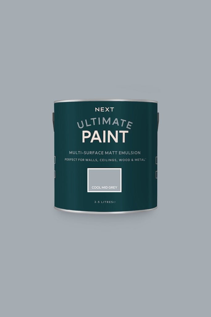 T82893 - Next - Next Ultimate Multi Surface Matt Emulsion Paint - Cool Mid Grey 2.5L - Decor Warehouse