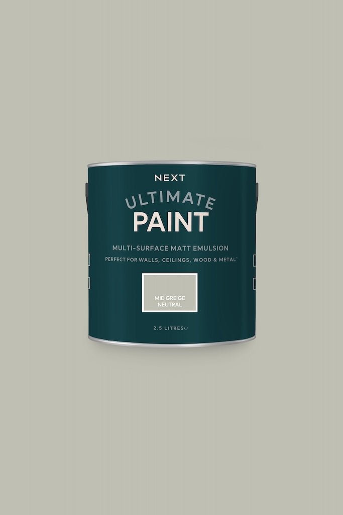 T82904 - Next - Next Ultimate Multi Surface Matt Emulsion Paint - Mid Greige Neutral 2.5L - Decor Warehouse