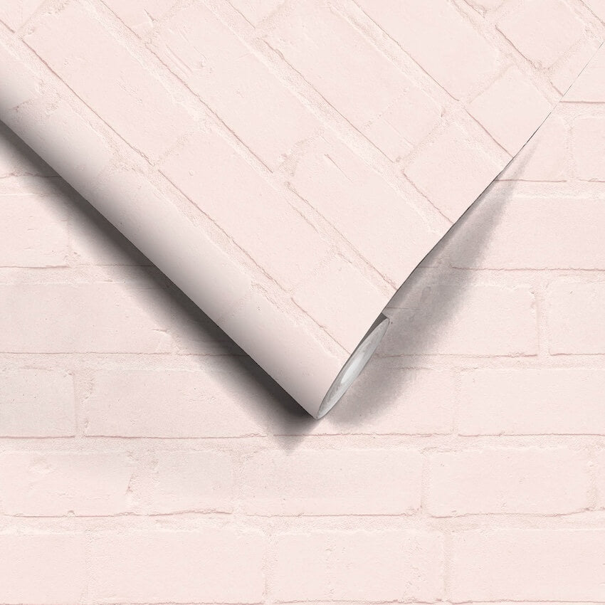 WM-046-Woodchip & Magnolia-Painted Blush Brick Wallpaper-Decor Warehouse