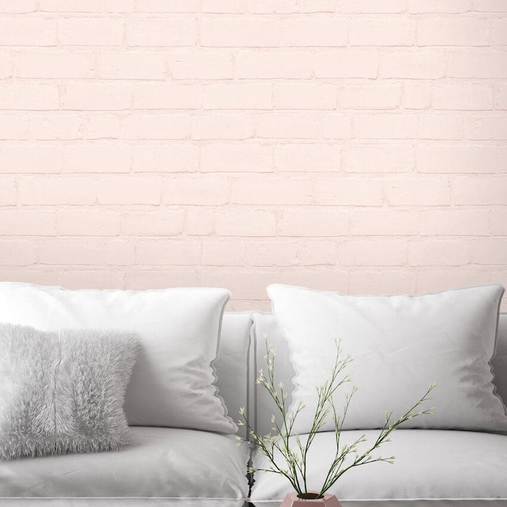 WM-046-Woodchip & Magnolia-Painted Blush Brick Wallpaper-Decor Warehouse