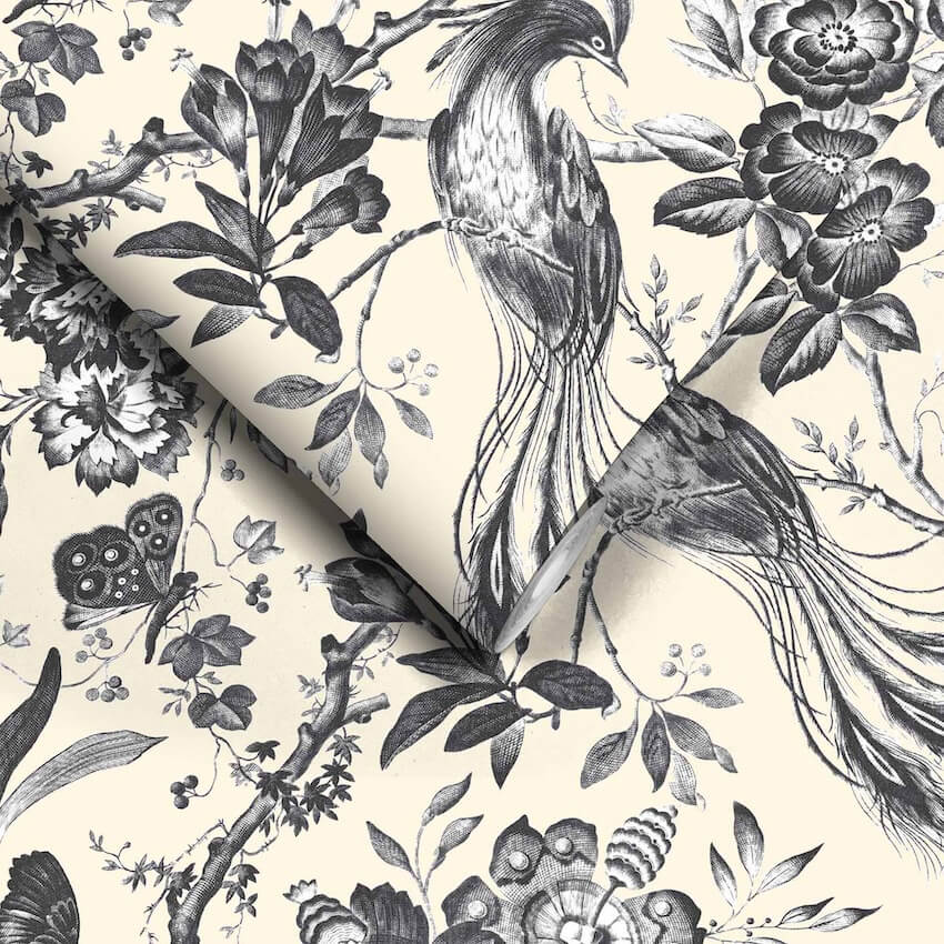 WM-368-01-Woodchip & Magnolia-Plumage Charcoal / Cream Wallpaper-Decor Warehouse