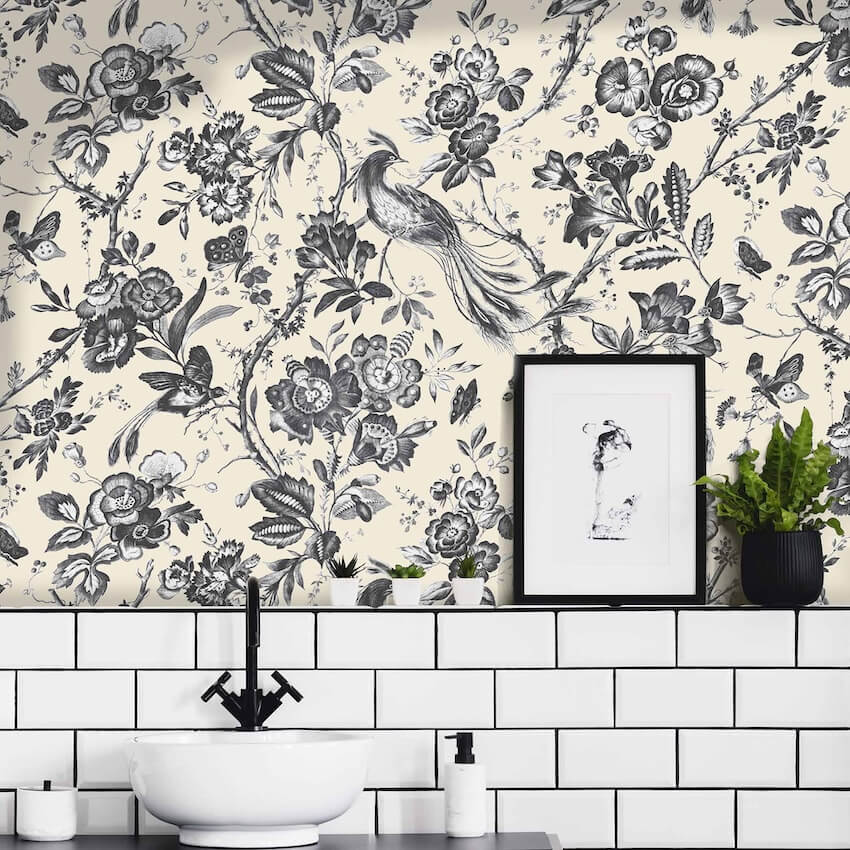 WM-368-01-Woodchip & Magnolia-Plumage Charcoal / Cream Wallpaper-Decor Warehouse