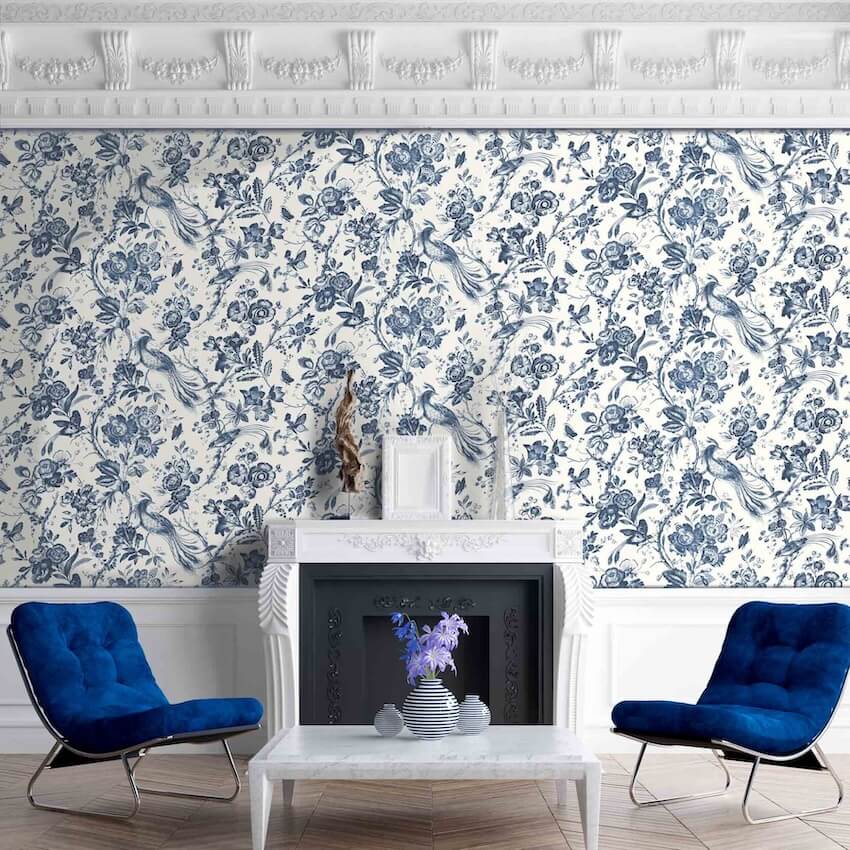 WM-368-02-Woodchip & Magnolia-Plumage Porcelain Blue Wallpaper-Decor Warehouse