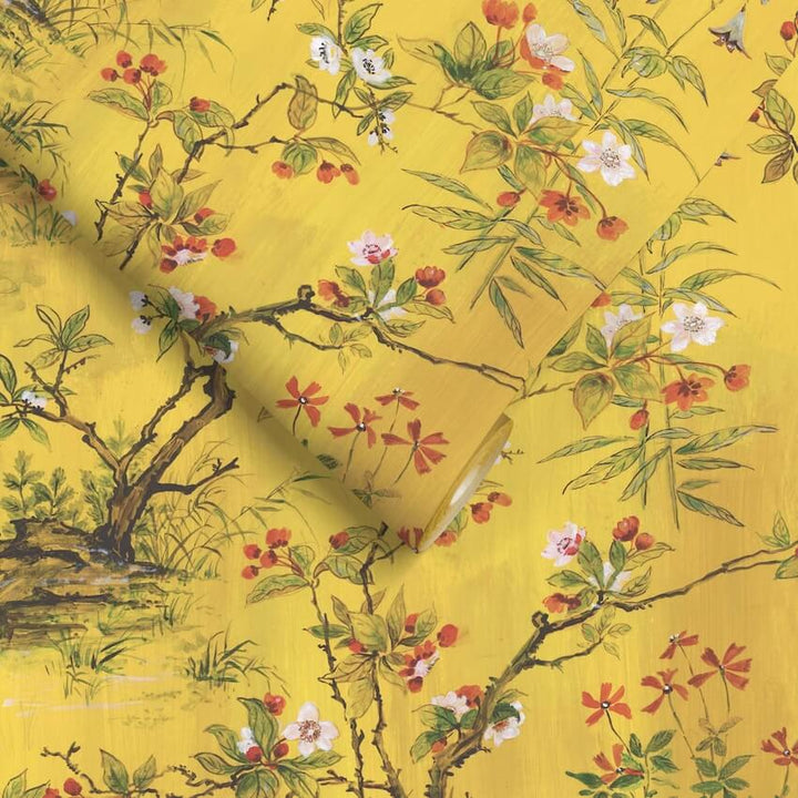 WM-126-01R-Woodchip & Magnolia-Rivington Yellow Wallpaper-Decor Warehouse