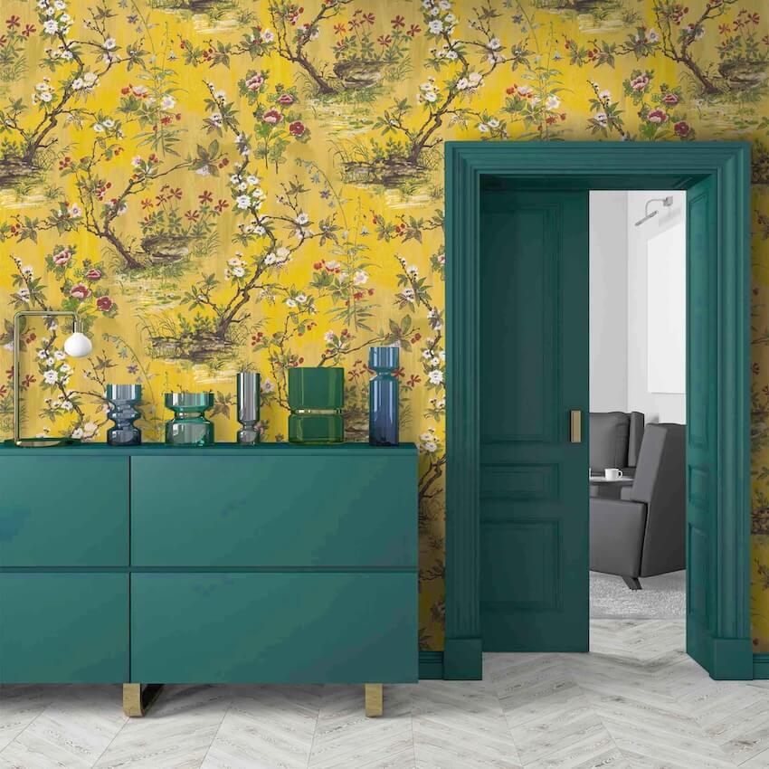 WM-126-01R-Woodchip & Magnolia-Rivington Yellow Wallpaper-Decor Warehouse