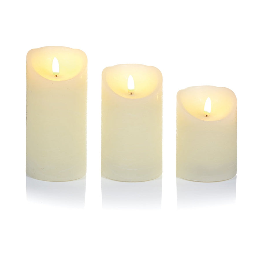 LB191108 - B - Premier Decorations - Set of 3 Flameless LED Candles, Real Wax, Melted Edge - Decor Warehouse