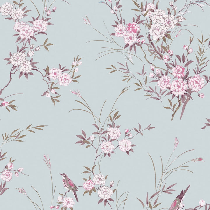 125119 - Shabby Chic by Rachel Ashwell - Shabby Chic by Rachel Ashwell Bird Chinoiserie Blue Wallpaper - Decor Warehouse