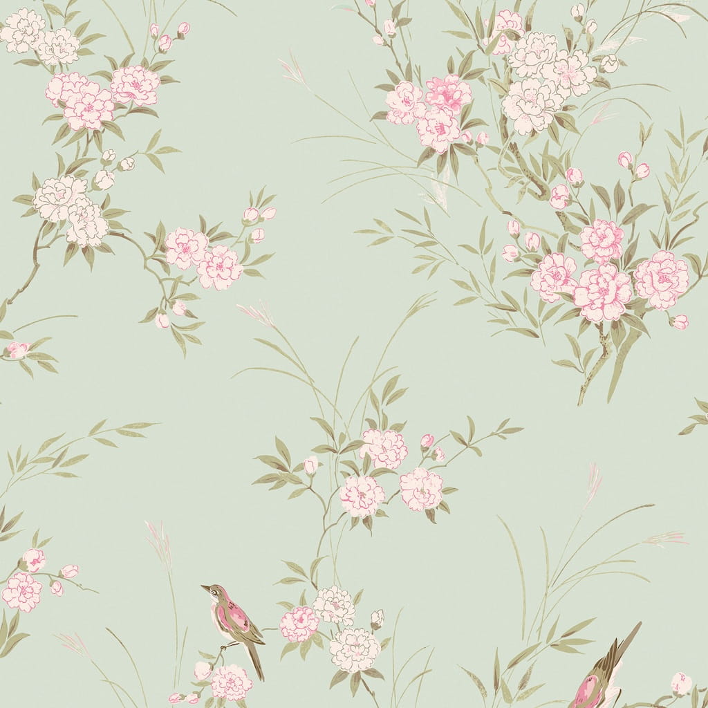 125120 - Shabby Chic by Rachel Ashwell - Shabby Chic by Rachel Ashwell Bird Chinoiserie Green Wallpaper - Decor Warehouse