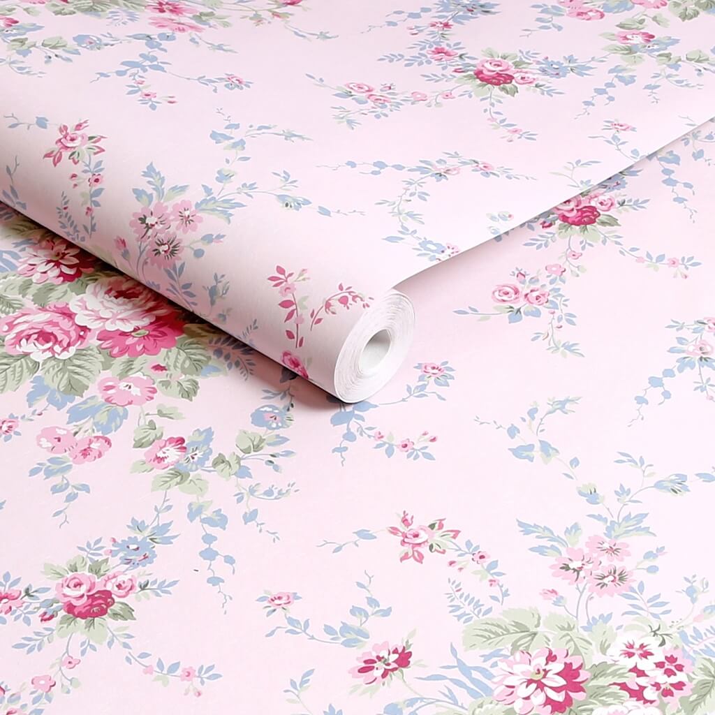 125127 - Shabby Chic by Rachel Ashwell - Shabby Chic by Rachel Ashwell Garden Floral Pink Blue wallpaper - Decor Warehouse