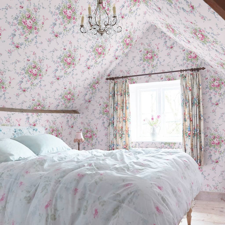 125127 - Shabby Chic by Rachel Ashwell - Shabby Chic by Rachel Ashwell Garden Floral Pink Blue wallpaper - Decor Warehouse