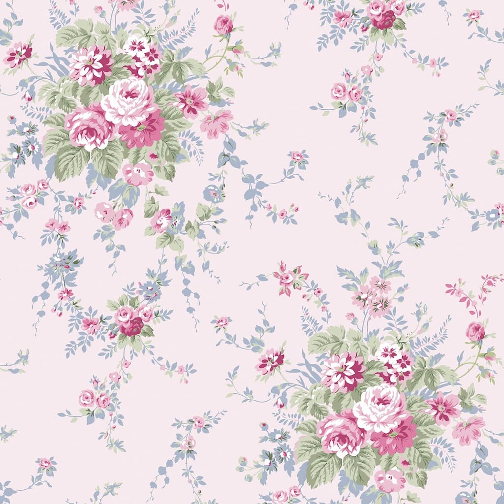 125127 - Shabby Chic by Rachel Ashwell - Shabby Chic by Rachel Ashwell Garden Floral Pink Blue wallpaper - Decor Warehouse