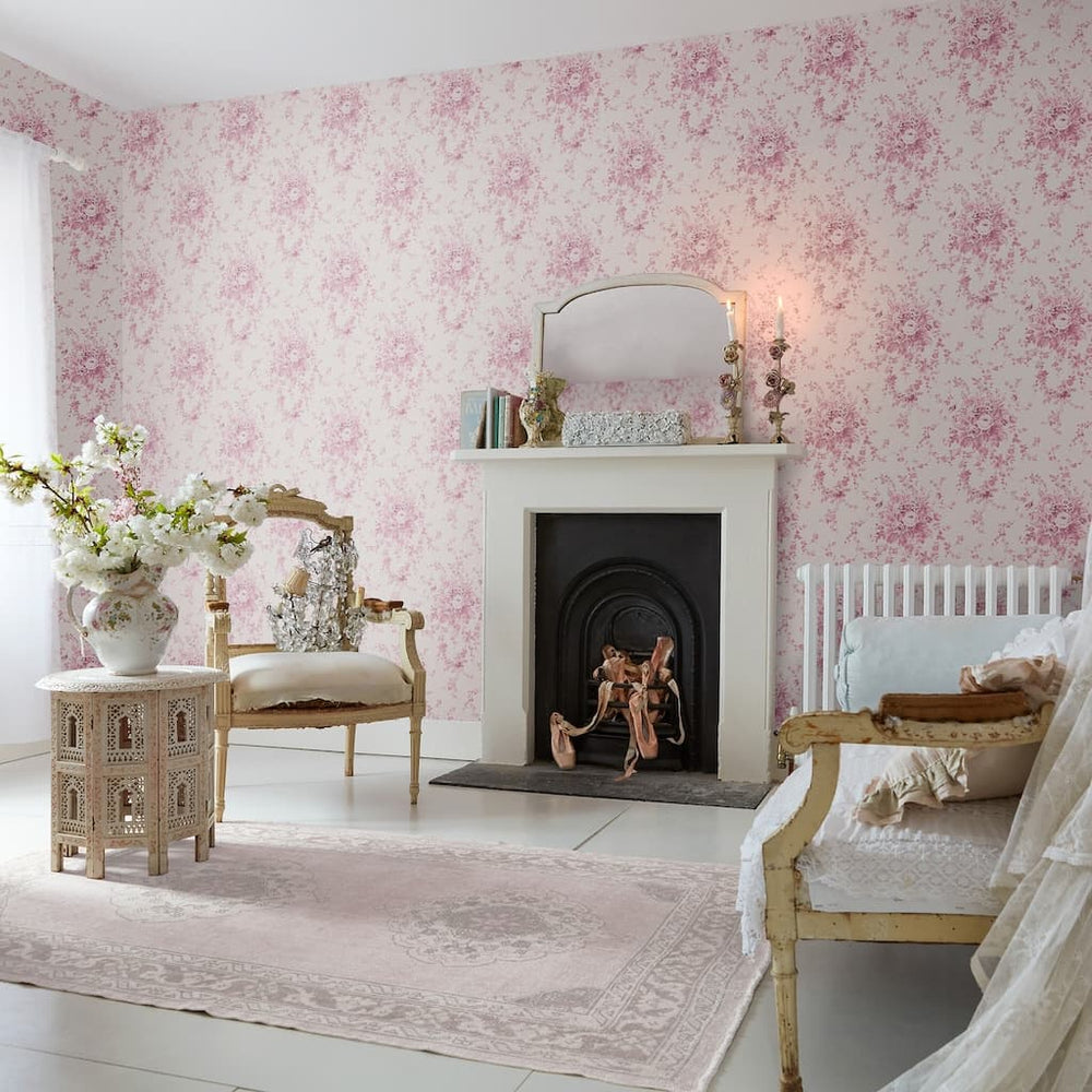 125126 - Shabby Chic by Rachel Ashwell - Shabby Chic by Rachel Ashwell Garden Floral Pink Tonal wallpaper - Decor Warehouse