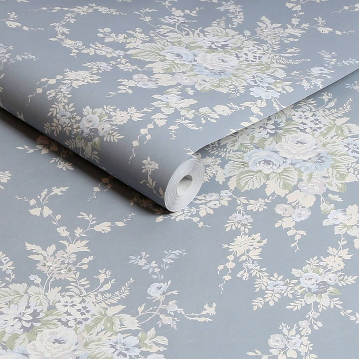 125129 - Shabby Chic by Rachel Ashwell - Shabby Chic by Rachel Ashwell Garden Floral Slate Grey wallpaper - Decor Warehouse