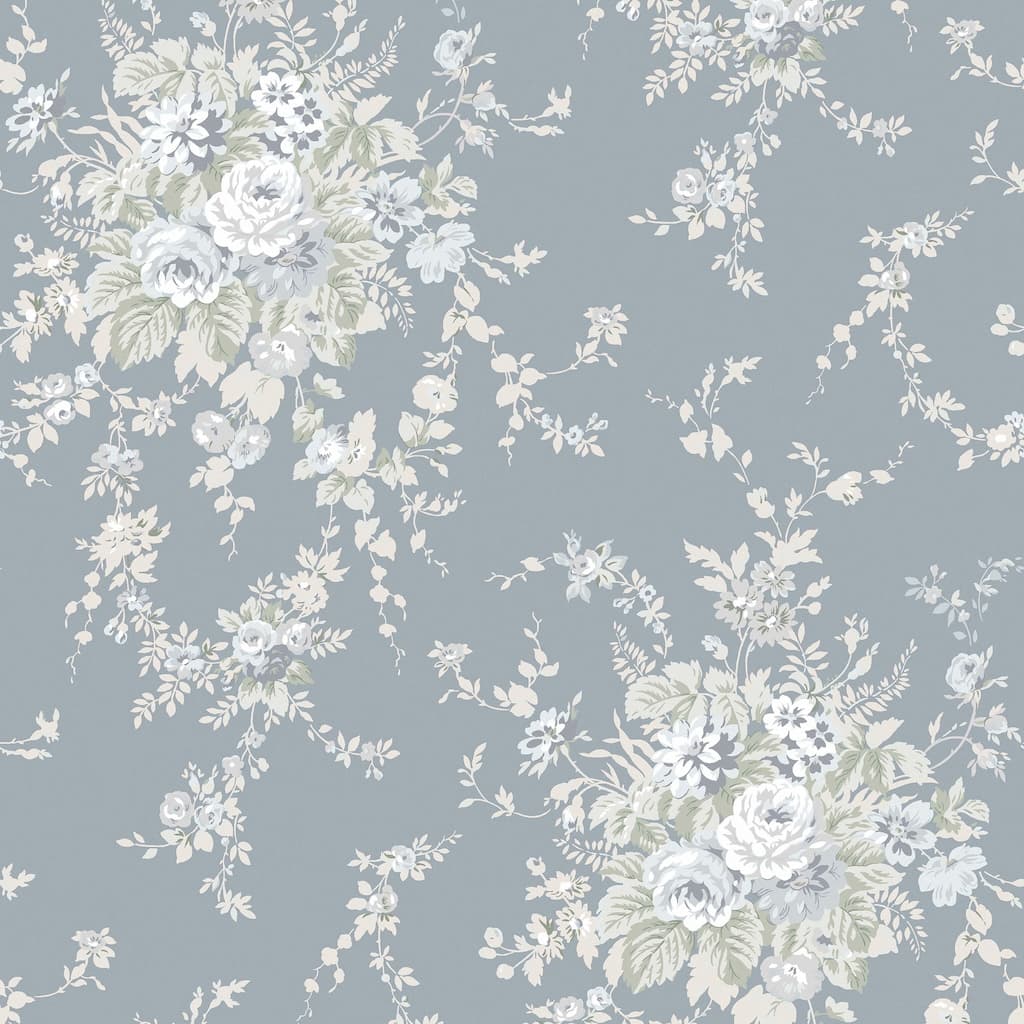 125129 - Shabby Chic by Rachel Ashwell - Shabby Chic by Rachel Ashwell Garden Floral Slate Grey wallpaper - Decor Warehouse