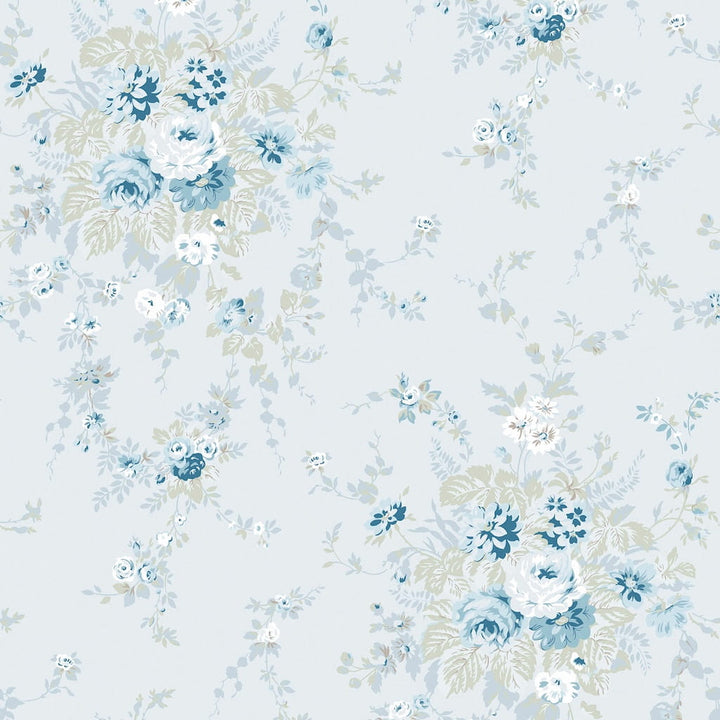 125128 - Shabby Chic by Rachel Ashwell - Shabby Chic by Rachel Ashwell Garden Floral Soft Blue wallpaper - Decor Warehouse