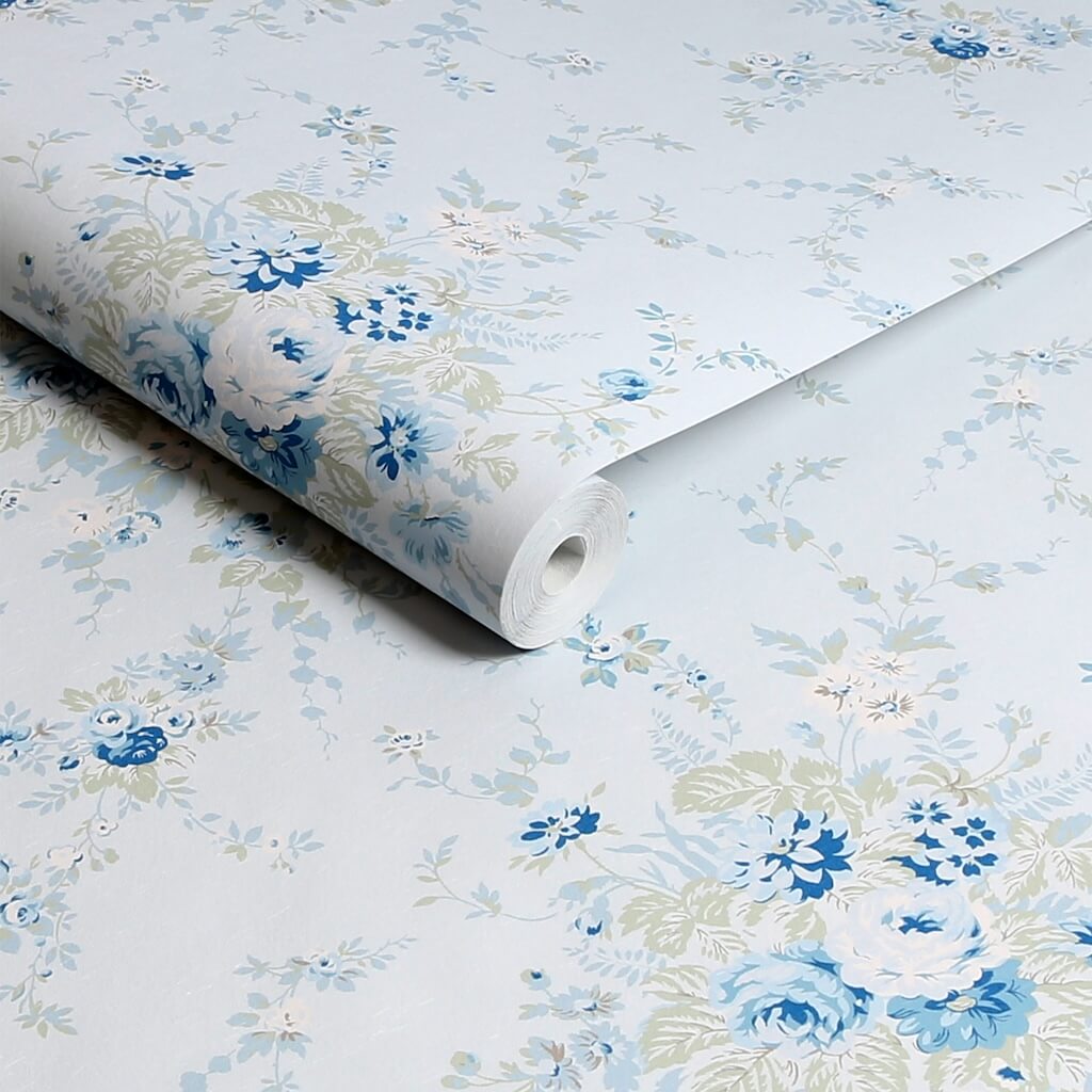 125128 - Shabby Chic by Rachel Ashwell - Shabby Chic by Rachel Ashwell Garden Floral Soft Blue wallpaper - Decor Warehouse