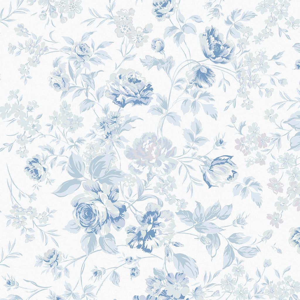 125109 - Shabby Chic by Rachel Ashwell - Shabby Chic by Rachel Ashwell Romantic Rose Blue Wallpaper - Decor Warehouse