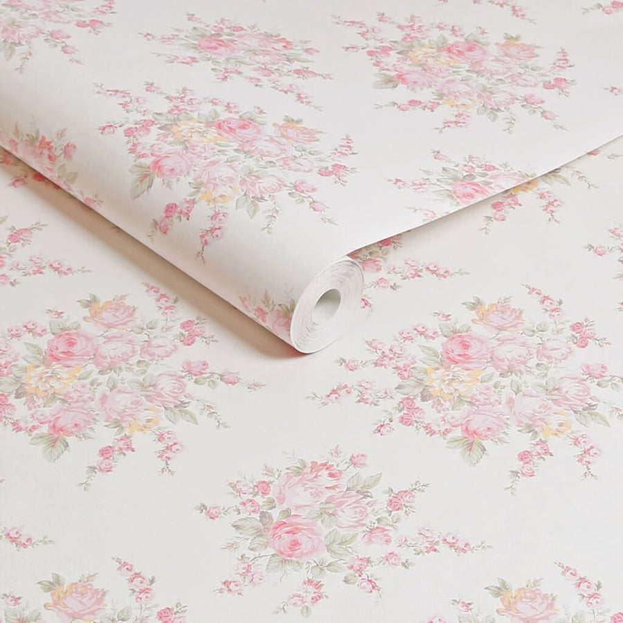 125135 - Shabby Chic by Rachel Ashwell - Shabby Chic by Rachel Ashwell Rose Blossom Pink Multi wallpaper - Decor Warehouse