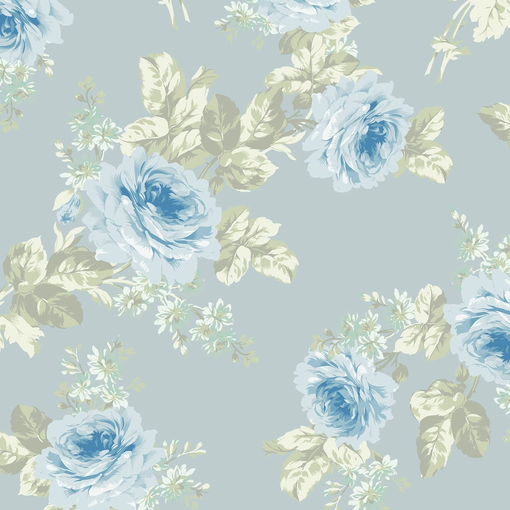 125112 - Shabby Chic by Rachel Ashwell - Shabby Chic by Rachel Ashwell Royal Bouquet Blue wallpaper - Decor Warehouse