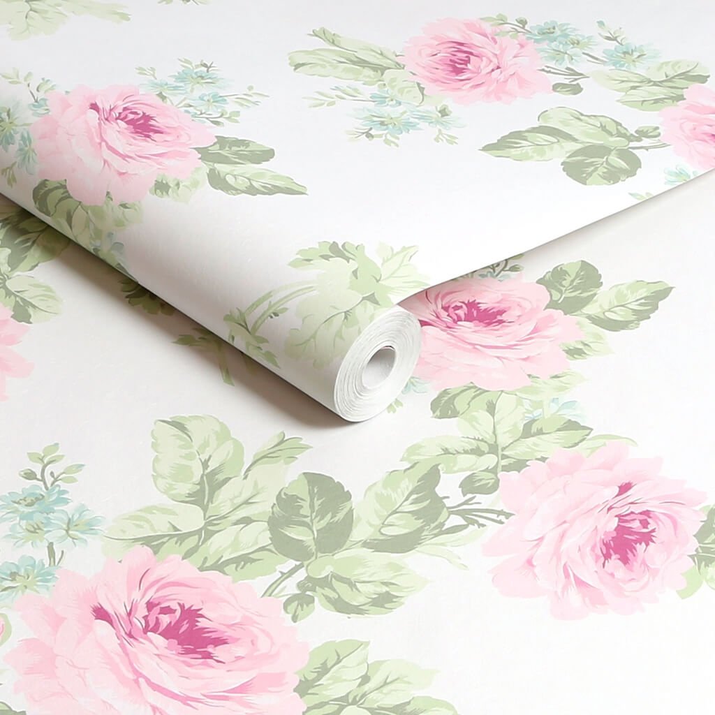 125111 - Shabby Chic by Rachel Ashwell - Shabby Chic by Rachel Ashwell Royal Bouquet Pink wallpaper - Decor Warehouse