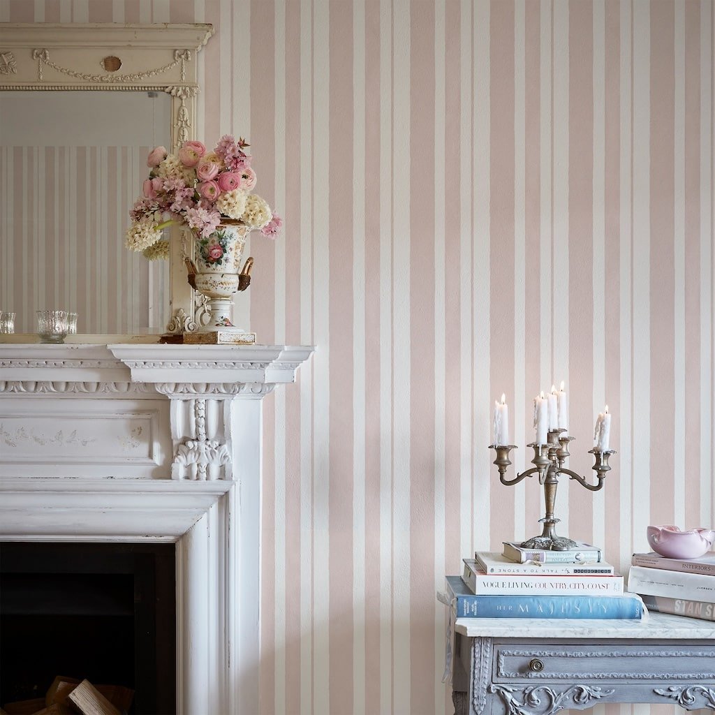 125116 - Shabby Chic by Rachel Ashwell - Shabby Chic by Rachel Ashwell Watercolour Stripe Pink wallpaper - Decor Warehouse