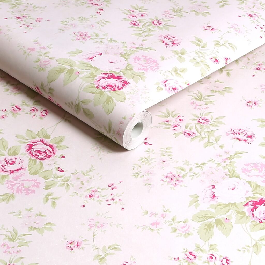 125132 - Shabby Chic by Rachel Ashwell - Shabby Chic by Rachel Ashwell Wild Flower Pink Wallpaper - Decor Warehouse