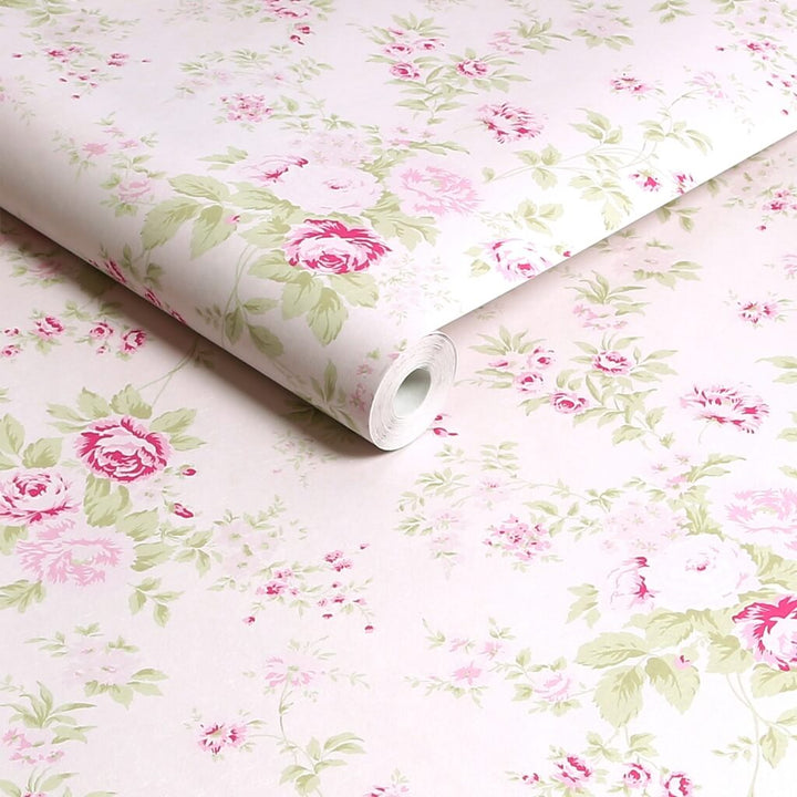 125132 - Shabby Chic by Rachel Ashwell - Shabby Chic by Rachel Ashwell Wild Flower Pink Wallpaper - Decor Warehouse