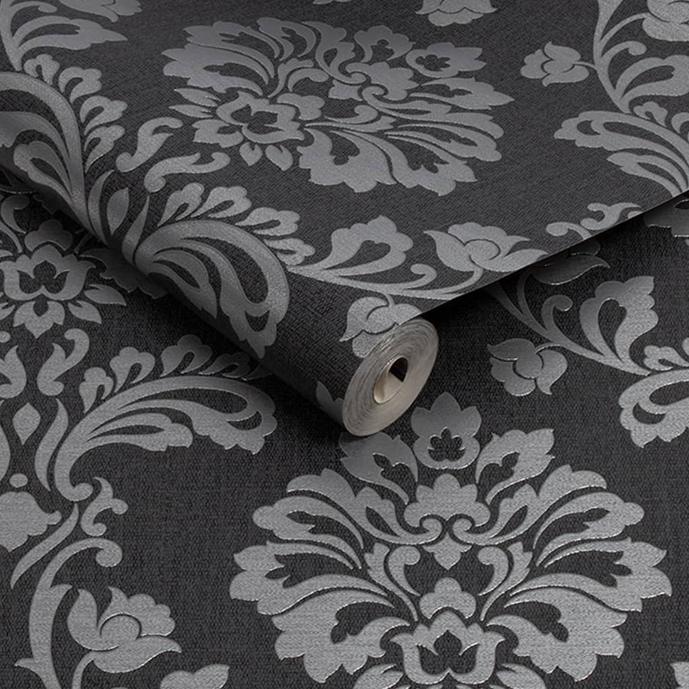 20 - 708 - Superfresco Easy - Superfresco Aurora Black/Grey Wallpaper - Decor Warehouse