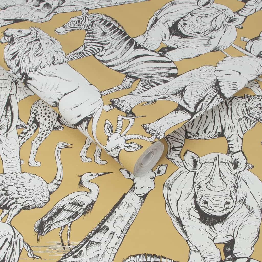 107691 - Superfresco Easy - Superfresco Easy Jungle Animals Jaune Wallpaper - Decor Warehouse