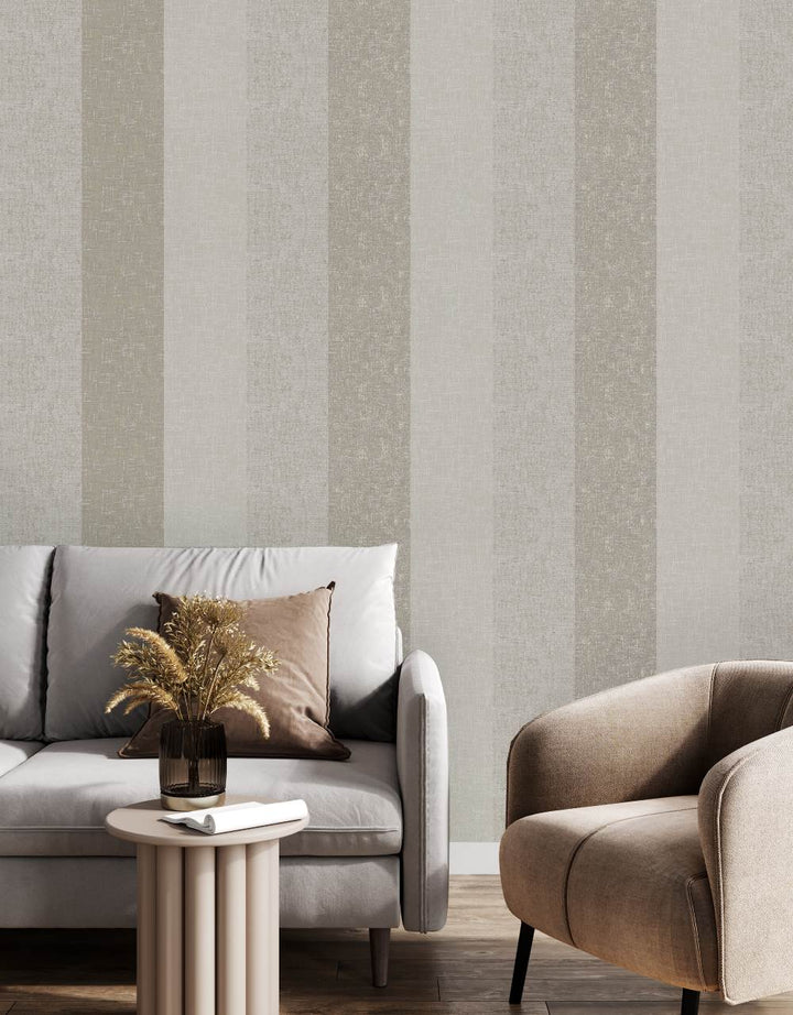 128975 - Superfresco Easy - Superfresco Meadow Stripe Neutrals/Gold Wallpaper - Decor Warehouse