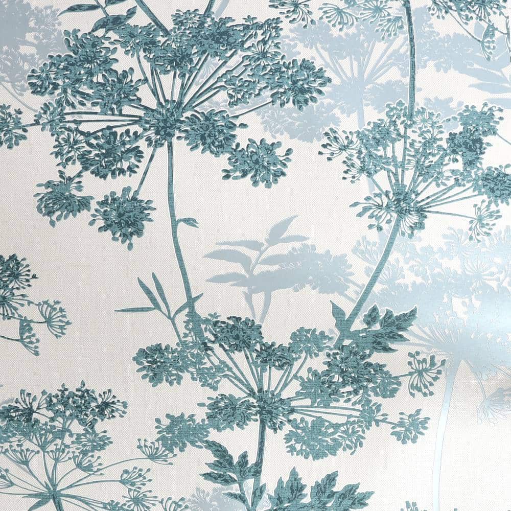 128142 - Superfresco - Superfresco Meadow Teal Botanical Wallpaper - Decor Warehouse