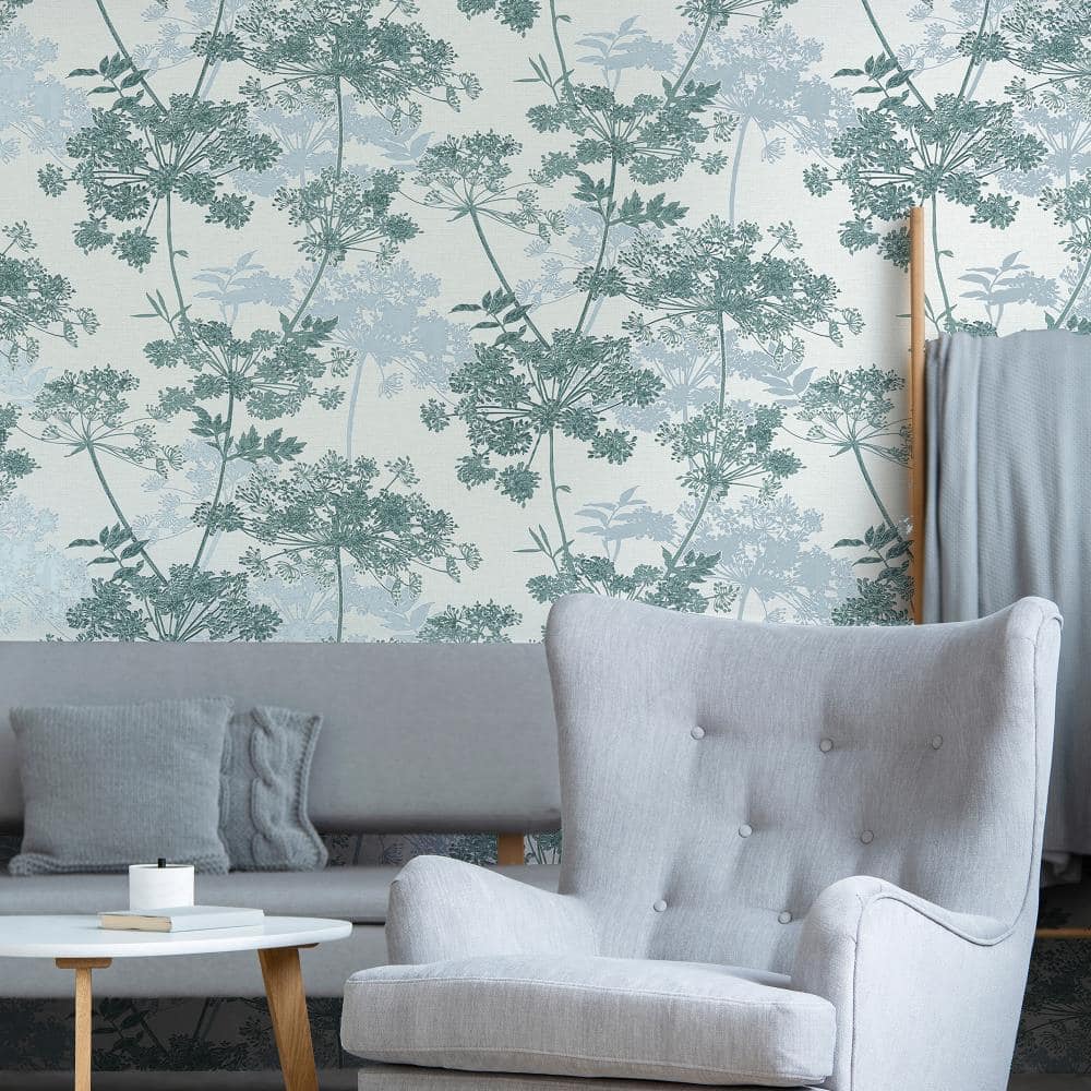 128142 - Superfresco - Superfresco Meadow Teal Botanical Wallpaper - Decor Warehouse