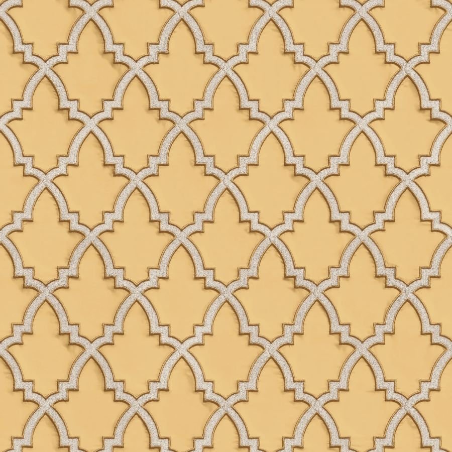 DE120025 - Decor Warehouse - Wallstitch Moroccan Trellis Mustard & Gold Wallpaper - Decor Warehouse