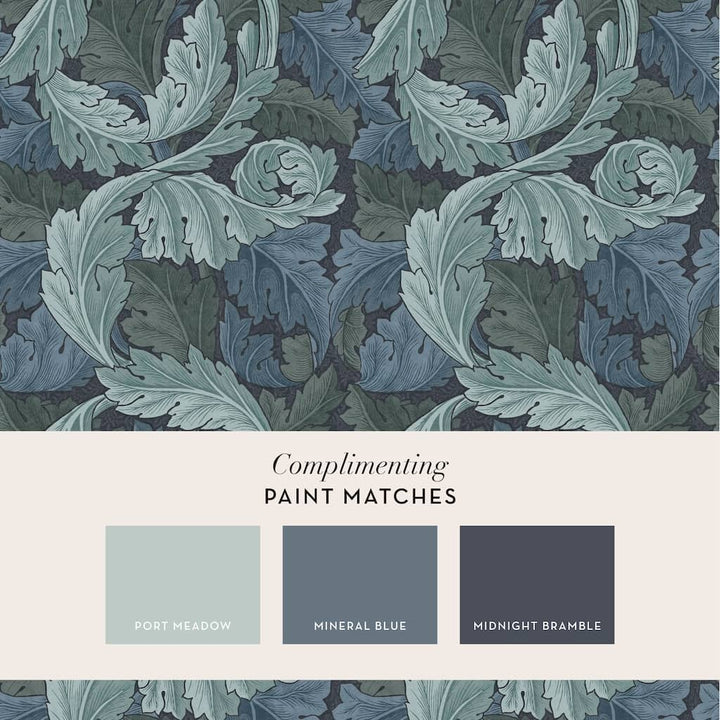 124225 - William Morris Wallpaper - William Morris At Home Acanthus Blue Wallpaper - Decor Warehouse